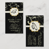 モノグラム、ダマスク+名刺の渦巻き 名刺 (正面/裏面)