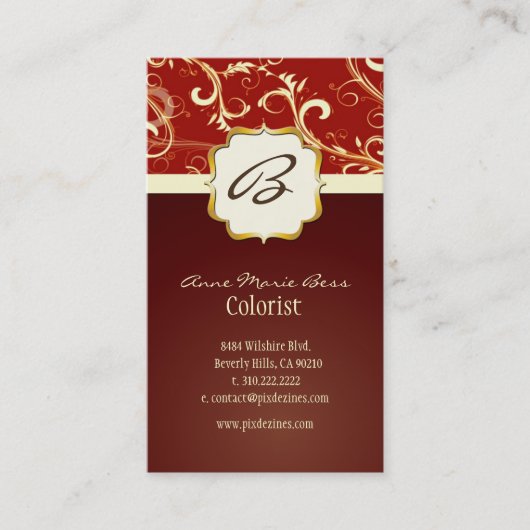 モノグラム、ダマスク+名刺を旋回 名刺 (正面)