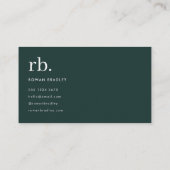 モノグラム ダークグリーン スタイリッシュモダン ミニマリスト 名刺 (裏面)