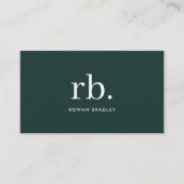 モノグラム ダークグリーン スタイリッシュモダン ミニマリスト 名刺 (正面)