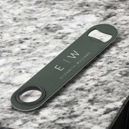 モノグラム ダークグリーン モダン ミニマリスト エレガント スピード栓抜き