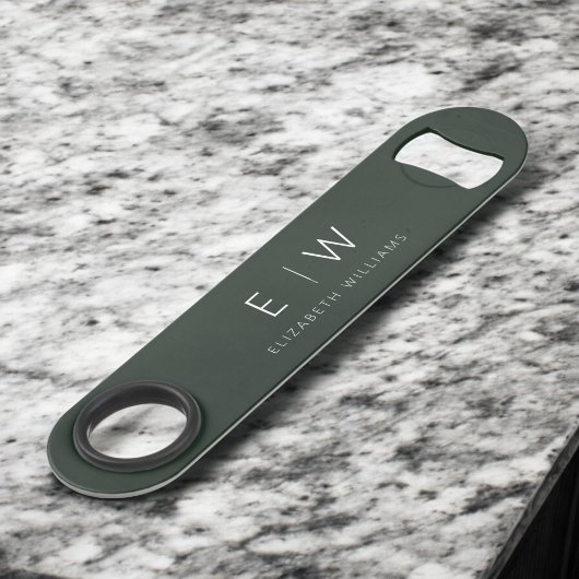 モノグラム ダークグリーン モダン ミニマリスト エレガント スピード栓抜き