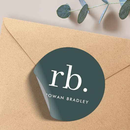 モノグラム ダークグリーン モダン ミニマル ラウンドシール