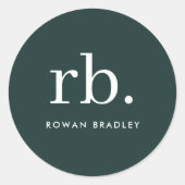 モノグラム ダークグリーン モダン ミニマル ラウンドシール (正面)