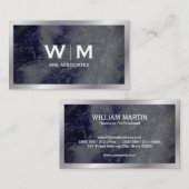 モノグラム |ダークブルー大理石テクスチャ 名刺 (正面/裏面)