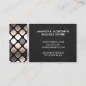 モノグラム |ダークメタリックパターン |ブラックレザー 名刺 (裏面)
