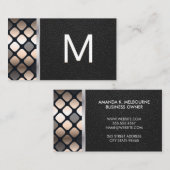 モノグラム |ダークメタリックパターン |ブラックレザー 名刺 (正面/裏面)