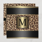 モノグラム チーター・豹の結婚 招待状 (正面/裏面)