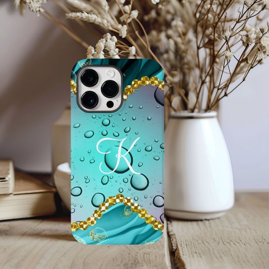 モノグラム ティール箔押し ゴールドトリム ファンタジー 雨粒 Case-Mate iPhoneケース