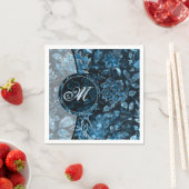 モノグラム ティール ヴィンテージ フラワー ナプキン 2 スタンダードカクテルナプキン (インサイチュ)