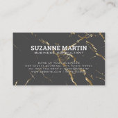 モノグラム |ティール（緑がかった色）グレー金ゴールド大理石 名刺 (裏面)