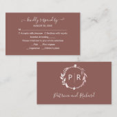 モノグラム テラコッタ 結婚式 RSVP 同封カード エンクロージャーカード (正面/裏面)