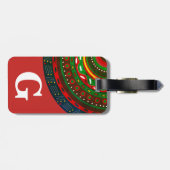 モノグラム、トライバルインスパイアパターン、赤 ラゲッジタグ (裏面横)