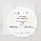 モノグラム トラベル ウェディング テーマ セーブ ザ デート ラウンド 招待状 (正面)