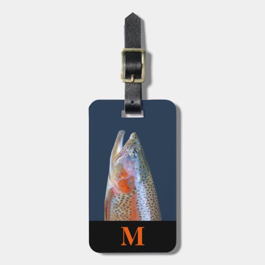 モノグラム トラベル グレー オレンジ 川鱒 魚 頭 ラゲッジタグ (正面縦)