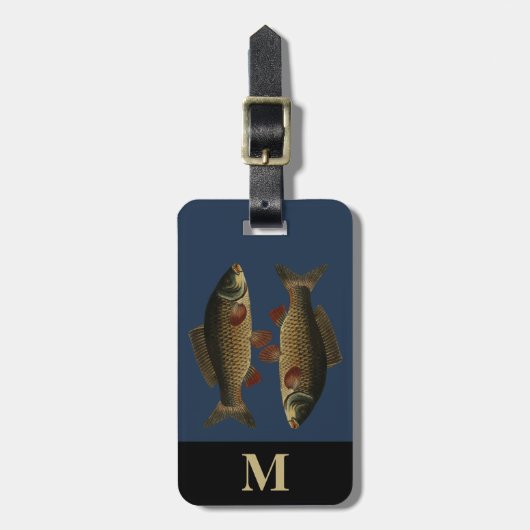 モノグラム トラベル グレー グリーン コイ 魚 ラゲッジタグ (正面縦)