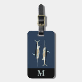 モノグラム トラベル ブルー グレー メカジキ 魚 ラゲッジタグ