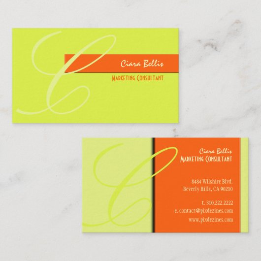 モノグラム、トーンオン{カスタマイズ可能な背景} 名刺 (正面/裏面)