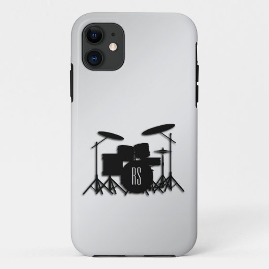 モノグラム ドラムセット シルバー Case-Mate iPhoneケース (裏面)