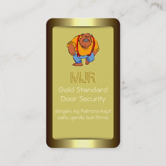 モノグラム、ナイトクラブドアセキュリティ、金ゴールド効果 名刺 (正面)