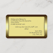 モノグラム、ナイトクラブドアセキュリティ、金ゴールド効果 名刺 (裏面)