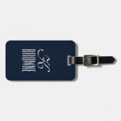 モノグラム |ネイビパーソナライズされたーブルーデザイン | ラゲッジタグ (正面横)