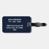 モノグラム |ネイビパーソナライズされたーブルーデザイン | ラゲッジタグ (裏面横)