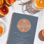 モノグラム ネイビーブルー ウェディング 招待状