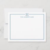 モノグラム ネイビーブルー エレガント ファミリー ステーショナリー ノートカード (正面)