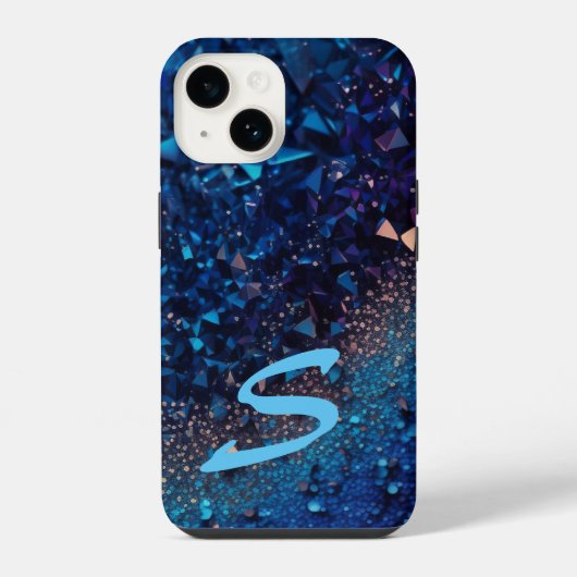 モノグラム ネイビーブルー ギャザー iPhoneケース (裏面)