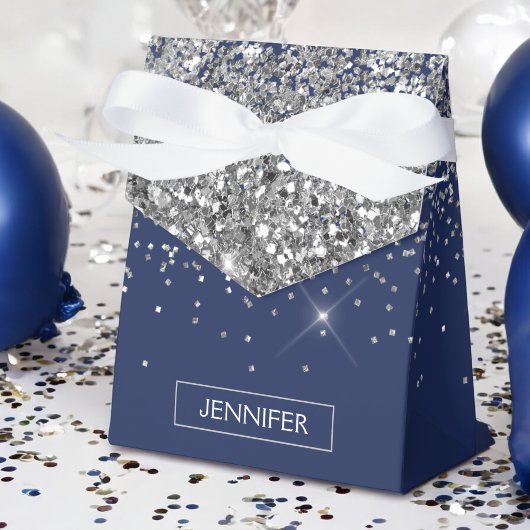 モノグラム ネイビーブルー シルバー グラム グリッター フェイバーボックス