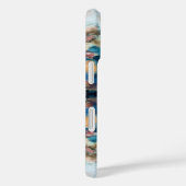 モノグラム ネイビーブルー ティール クリーム色 抽象的水彩画 Case-Mate iPhoneケース (裏面 / 右)