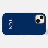 モノグラム ネイビーブルー ホワイト シンプル モダン Case-Mate iPhoneケース (裏面 (横))