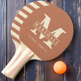 モノグラム&ネームオーバーレイポロ淡い色のバラ 卓球ラケット