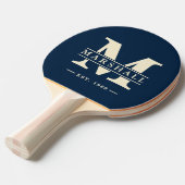 モノグラム&ネームオーバーレイ深いシーブルー 卓球ラケット (正面アングル)