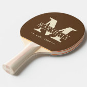 モノグラム&ネームオーバーレイ深いフォレストブラウン 卓球ラケット (正面アングル)