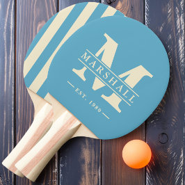 モノグラム&ネームオーバーレイ ポロストライプアクアスカイ 卓球ラケット