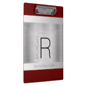 モノグラム&ネームブラックグレー深いレッドブラッシュシルバー クリップボード (右)