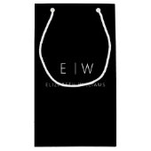 モノグラム ネーム ブラック ホワイト モダン ミニマリスト スモールペーパーバッグ (裏面)