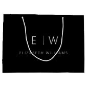 モノグラム ネーム ブラック ホワイト モダン ミニマリスト ラージペーパーバッグ (裏面)