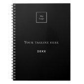 モノグラム ネーム ロゴ ビジネス 黒 白 ノートブック (正面)