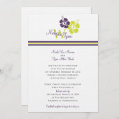 モノグラム ハイビスカス 花 ウェディング 招待状 (正面/裏面)