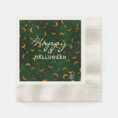 モノグラム ハッピー ハロウィン ムーン & スターズ コクテール 縁ありカクテルナプキン (正面)
