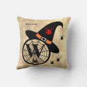 モノグラム ハロウィン スカイ ウィッチ スパイダー ネーム クッション (裏面)