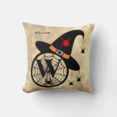 モノグラム ハロウィン スカイ ウィッチ スパイダー ネーム クッション (正面)