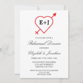 モノグラム ハートと矢の リハーサルディナー 招待状 (正面)