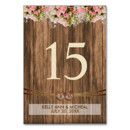 モノグラム ハート ピンクのバラ テーブルナンバー