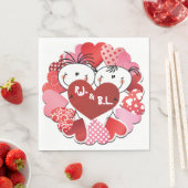 モノグラム ハート ペーパー スタンダードランチョンナプキン (インサイチュ)