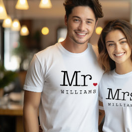 モノグラム ハート 新婦の苗字 ウェディング トライブレンドTシャツ