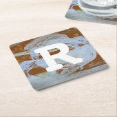 モノグラム |ハーバーサンセット スクエアペーパーコースター (アングル)